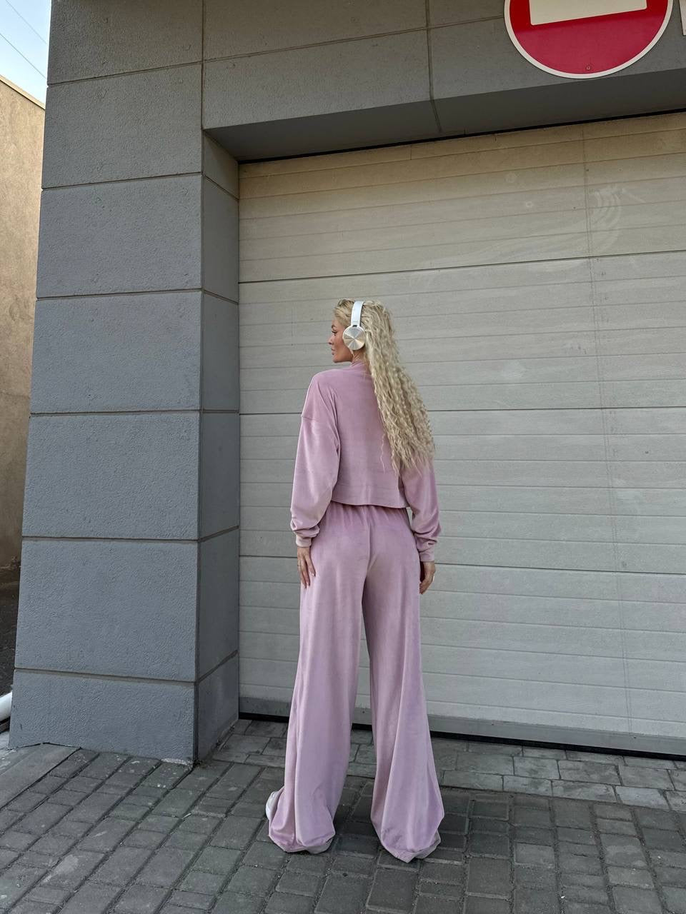 VELOUR BABY PINK KOMPLEKTAS