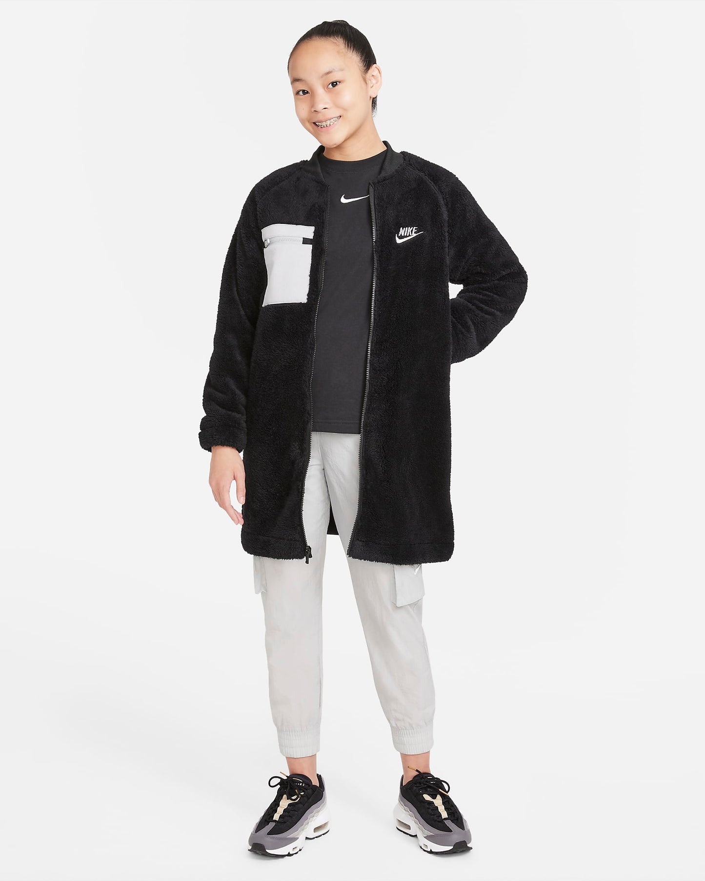 NIKE BLACK FLUFFY DJ5832-010 DŽEMPERIS