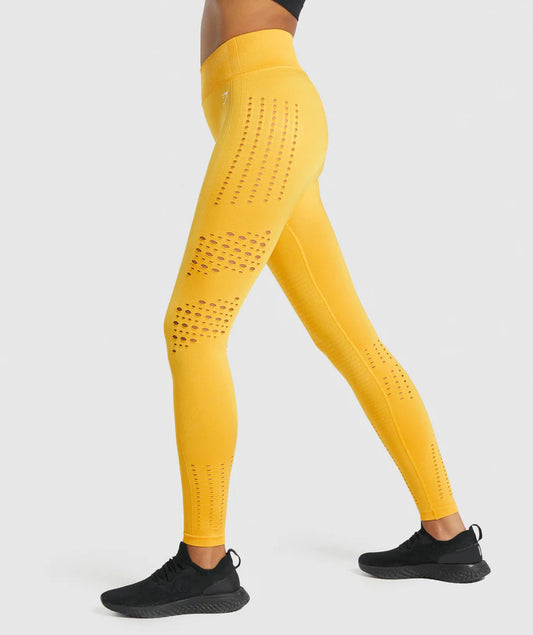 GYMSHARK GLOW SEAMLESS TIGHTS YELLOW TAMPRĖS