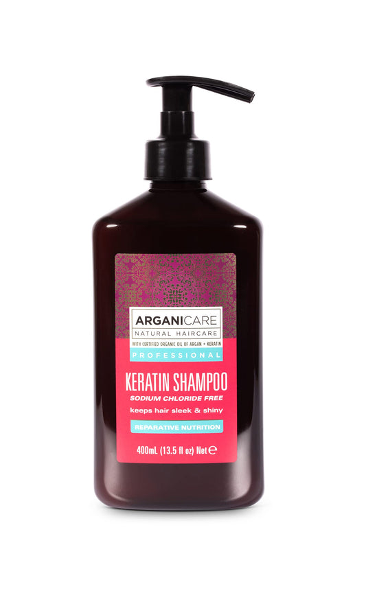 ARGANICARE Keratin - Profesionalios priežiūros šampūnas su keratinu 400ml