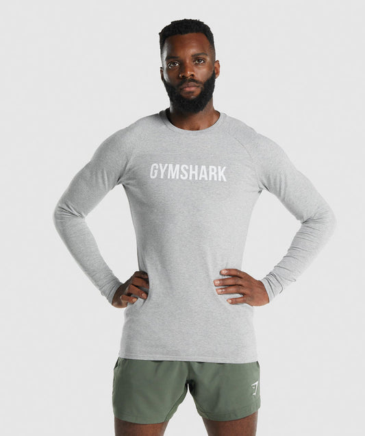 GYMSHARK APOLLO LONG SLEEVE LIGHT GREY SPORTINĖ PALAIDINĖ