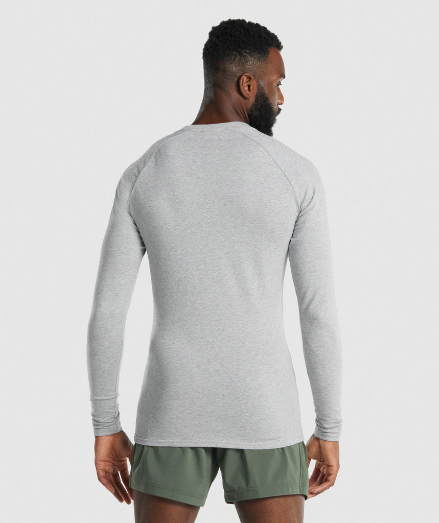 GYMSHARK APOLLO LONG SLEEVE LIGHT GREY SPORTINĖ PALAIDINĖ