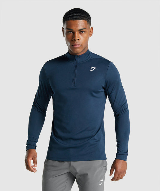 GYMSHARK ARRIVAL 1/4 ZIP PULLOVER NAVY BLUE SPORTINĖ PALAIDINĖ