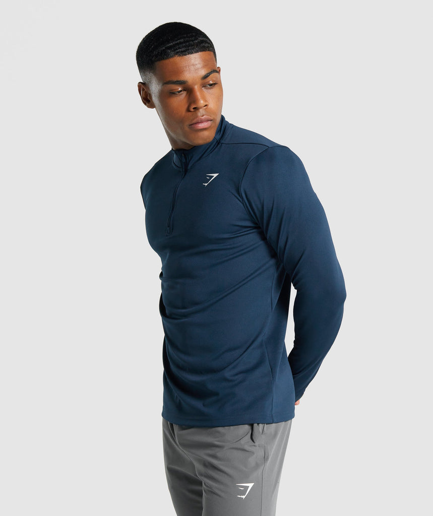 GYMSHARK ARRIVAL 1/4 ZIP PULLOVER NAVY BLUE SPORTINĖ PALAIDINĖ