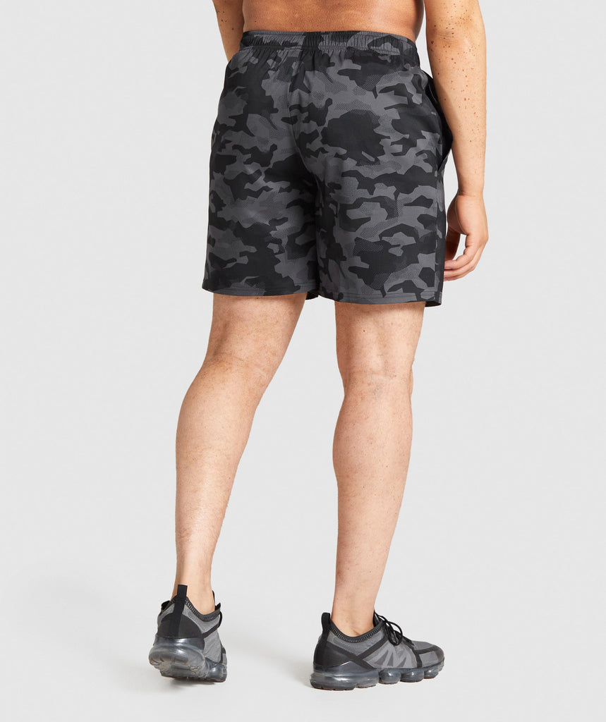 GYMSHARK ARRIVAL ARMY BLACK & GREY ŠORTAI