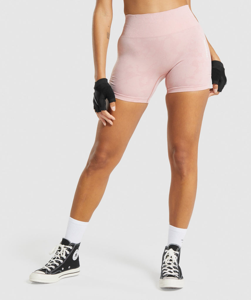 GYMSHARK ADAPT CAMO SEAMLESS BABY PINK ŠORTAI