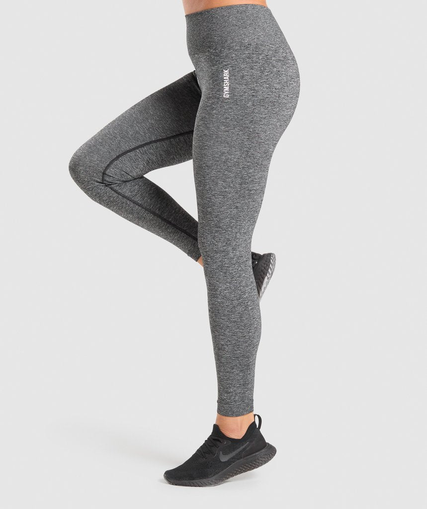 GYMSHARK ADAPT MARL SEAMLESS LEGGINGS BLACK GREY TAMPRĖS