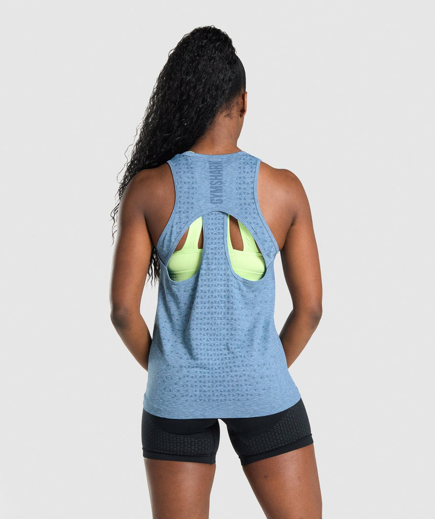 GYMSHARK APEX SEAMLESS TANK BLUE SPORTINĖ PALAIDINĖ
