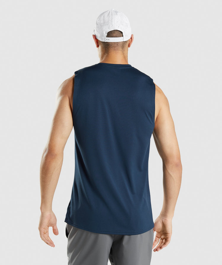 GYMSHARK ARRIVAL SLEEVELESS NAVY SPORTINĖ PALAIDINĖ
