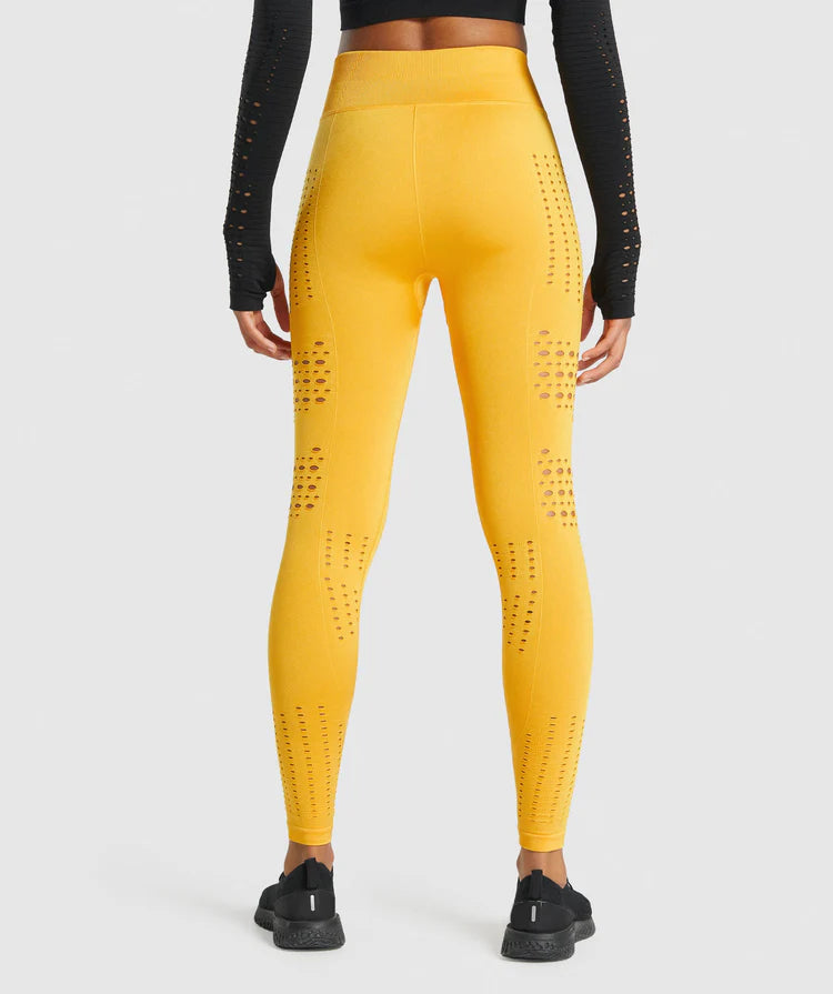 GYMSHARK GLOW SEAMLESS TIGHTS YELLOW TAMPRĖS