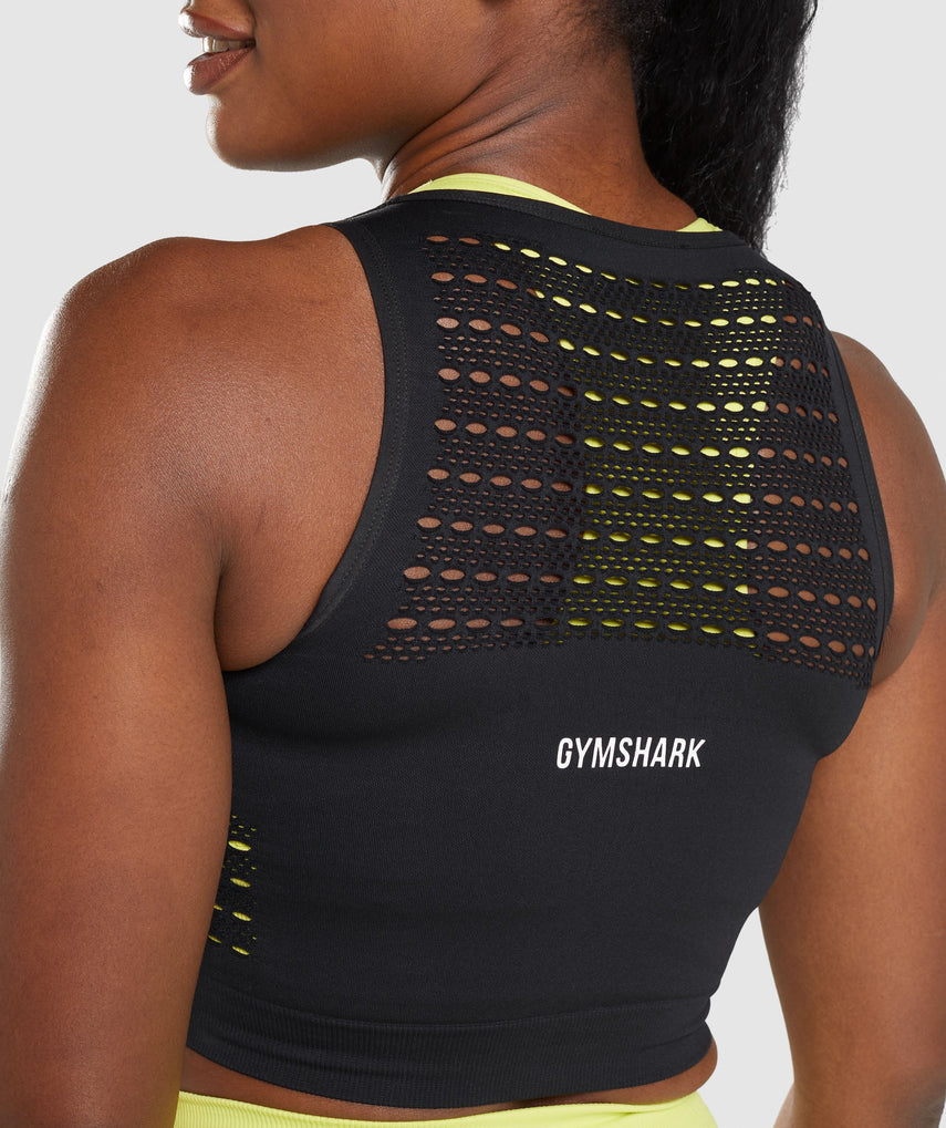 GYMSHARK ENERGY SEAMLESS CROP TOP BLACK SPORTINĖ PALAIDINĖ
