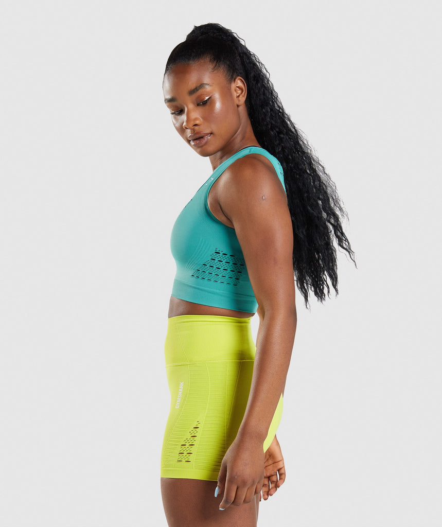 GYMSHARK ENERGY SEAMLESS CROP TOP TURQUOISE SPORTINĖ PALAIDINĖ