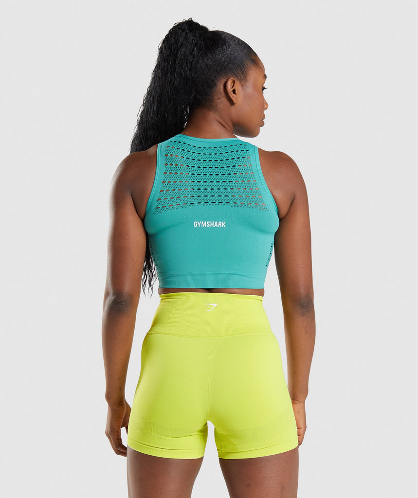 GYMSHARK ENERGY SEAMLESS CROP TOP TURQUOISE SPORTINĖ PALAIDINĖ