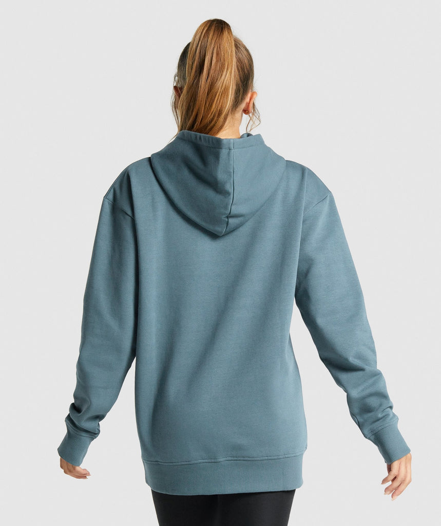 GYMSHARK APOLLO GRAPHIC OVERSIZED HOODIE DARK BLUE DŽEMPERIS
