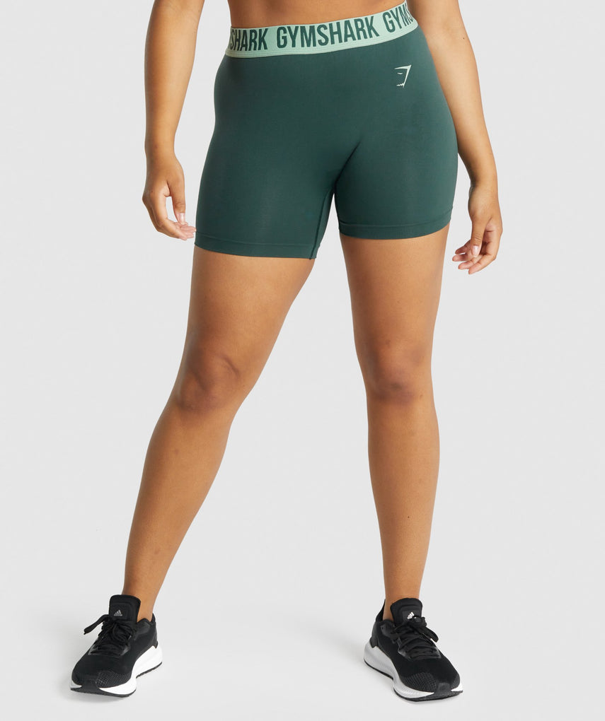 GYMSHARK FIT SEAMLESS DARK GREEN/LIGHT GREEN ŠORTAI