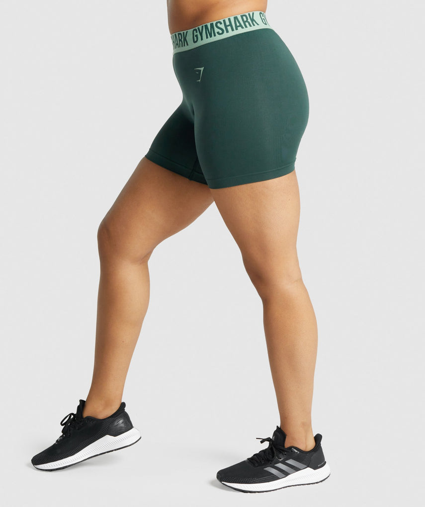 GYMSHARK FIT SEAMLESS DARK GREEN/LIGHT GREEN ŠORTAI