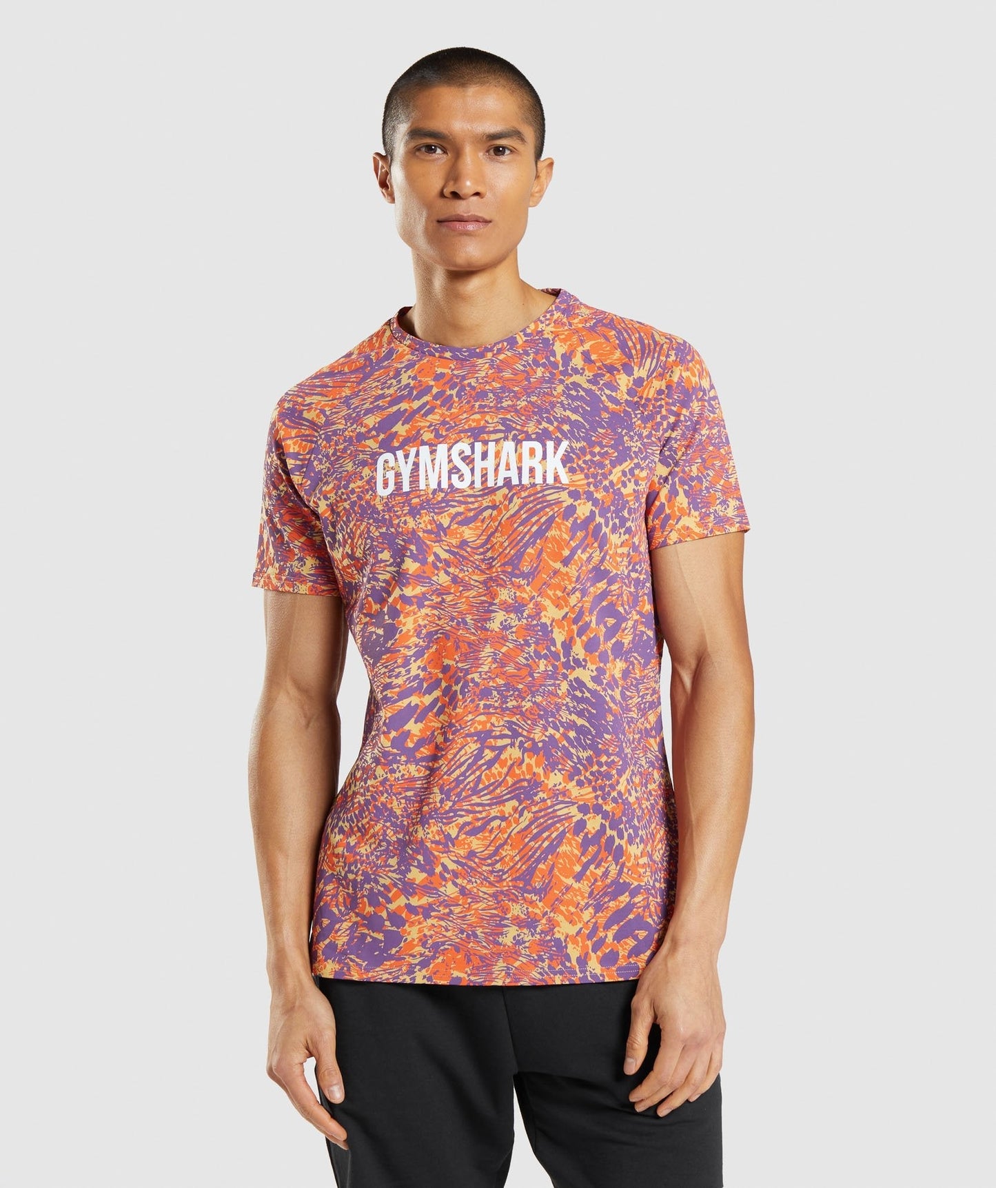 GYMSHARK ANIMAL PRINT INFILL ORANGE & PURPLE MARŠKINĖLIAI