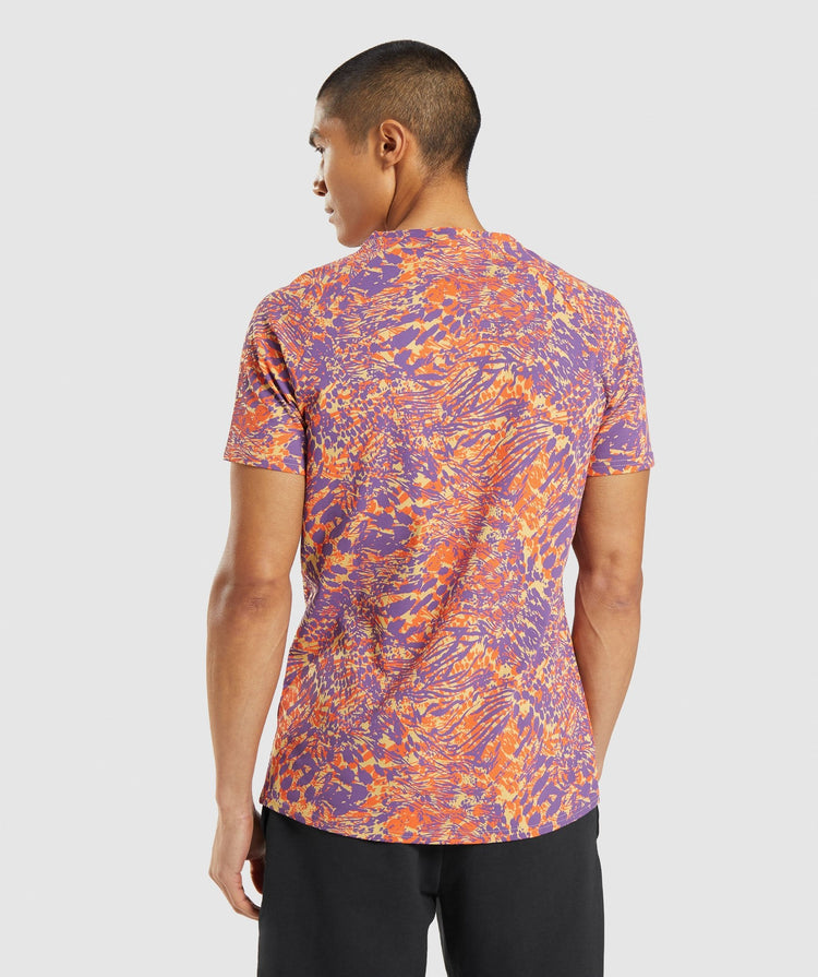 GYMSHARK ANIMAL PRINT INFILL ORANGE & PURPLE MARŠKINĖLIAI
