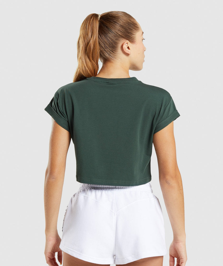 GYMSHARK LEGACY GRAPHIC CROP TEE DARK GREEN SPORTINĖ PALAIDINĖ