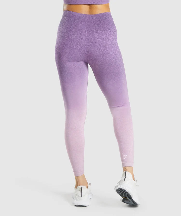 GYMSHARK ADAPT OMBRE SEAMLESS LIGHT PURPLE MARL/PURPLE LEGGINGS TAMPRĖS