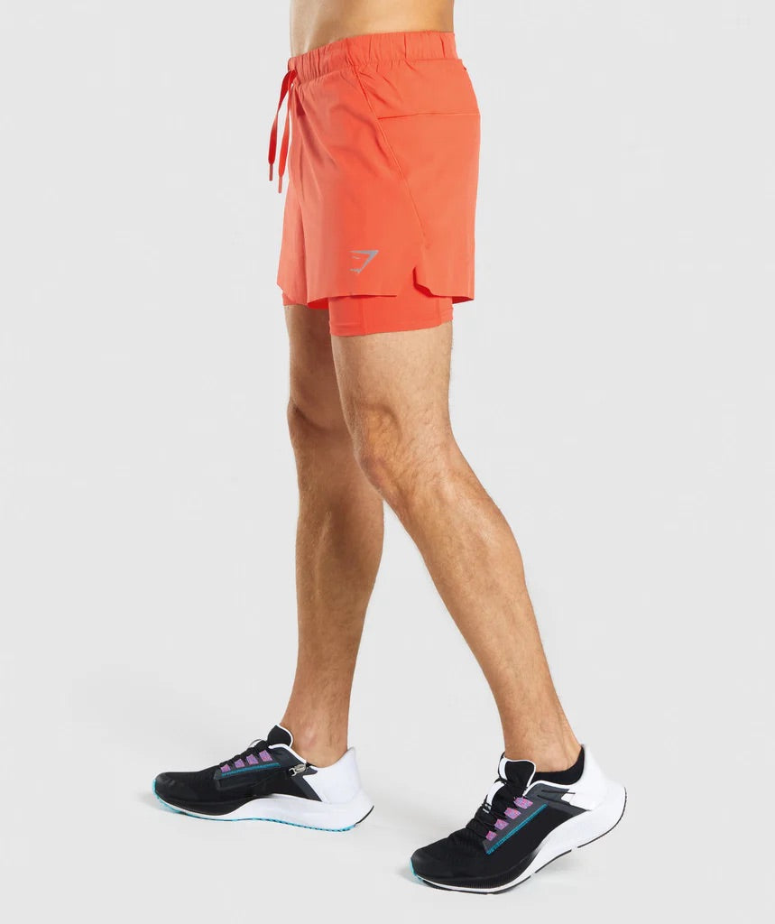 GYMSHARK SPEED 5" 2 IN 1 ORANGE ŠORTAI