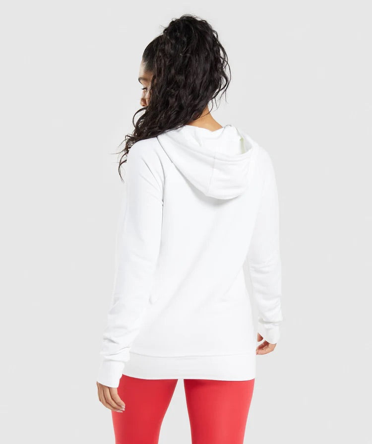 GYMSHARK TRAINING WHITE HOODIE DŽEMPERIS