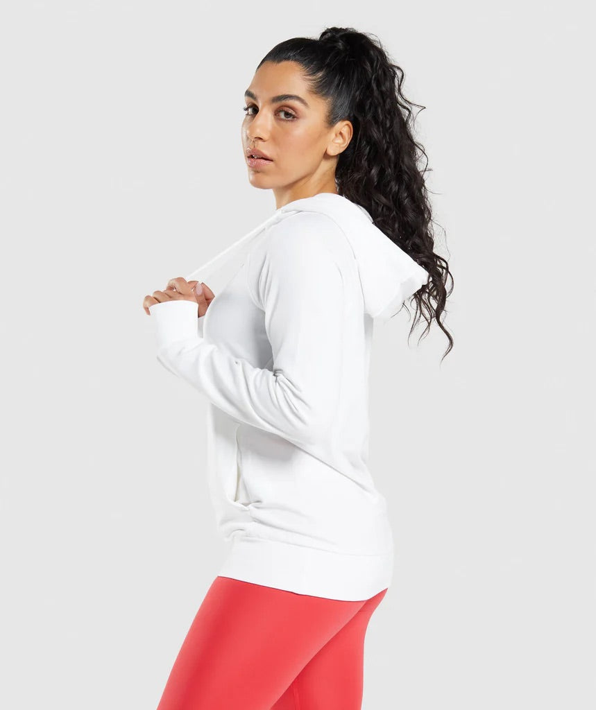 GYMSHARK TRAINING WHITE HOODIE DŽEMPERIS