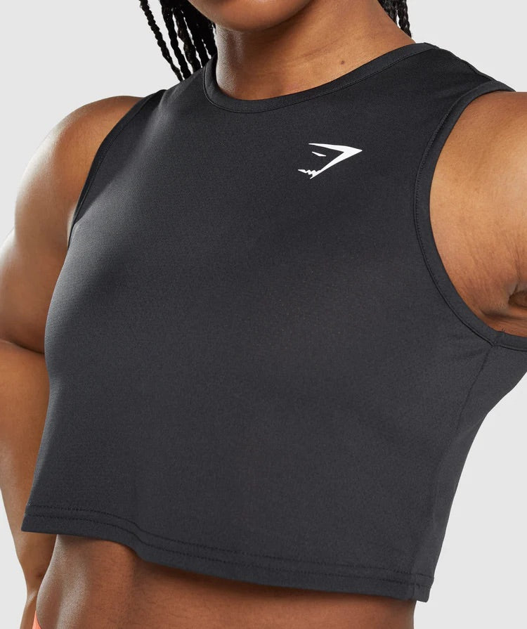 GYMSHARK TRAINING CROP TANK BLACK SPORTINĖ PALAIDINĖ