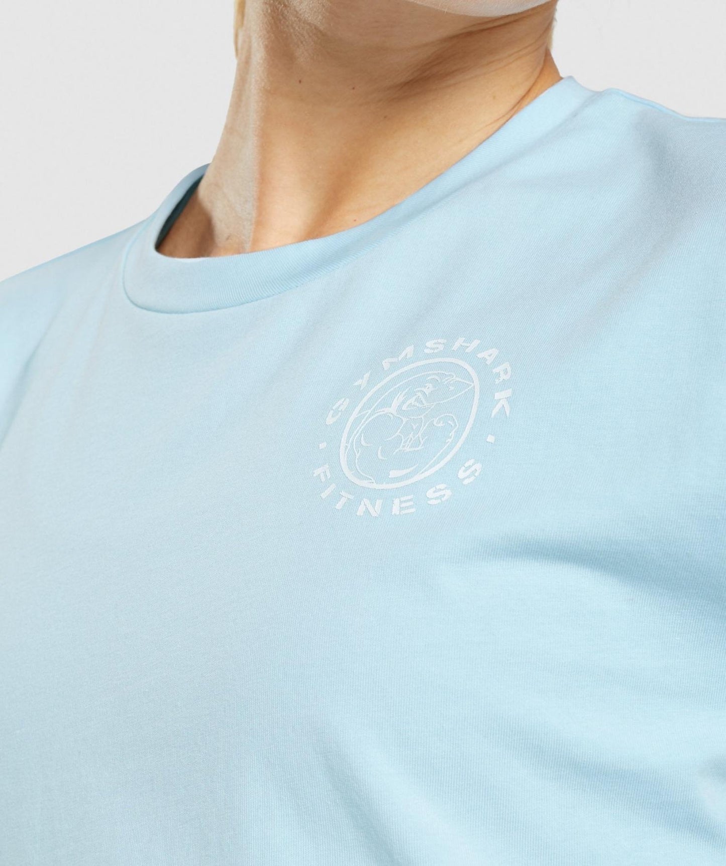 GYMSHARK LEGACY GRAPHIC CROP TEE BLUE MARŠKINĖLIAI