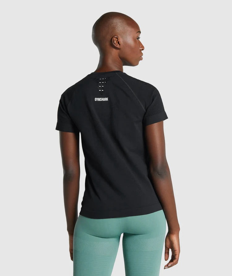 GYMSHARK ENERGY SEAMLESS T-SHIRT BLACK SPORTINĖ PALAIDINĖ