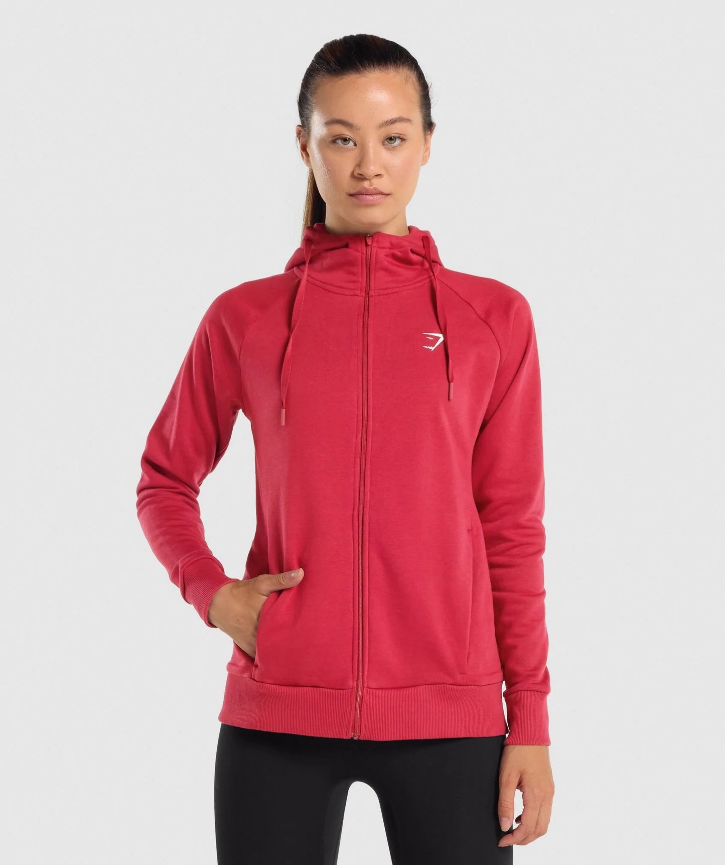 GYMSHARK TRAINING ZIP UP HOODIE BURGUNDY DŽEMPERIS