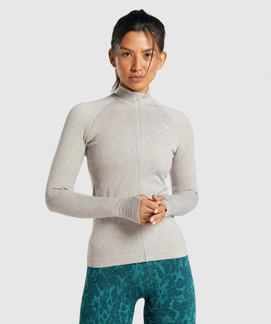 GYMSHARK ADAPT ANIMAL SEAMLESS ZIP UP BUTTERFLY LIGHT DŽEMPERIS