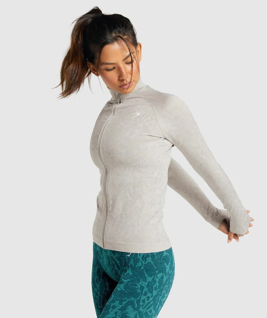 GYMSHARK ADAPT ANIMAL SEAMLESS ZIP UP BUTTERFLY LIGHT DŽEMPERIS