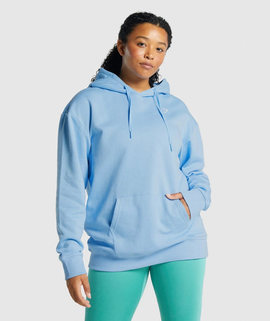 GYMSHARK TRAINING OVERSIZED HOODIE LIGHT BLUE DŽEMPERIS