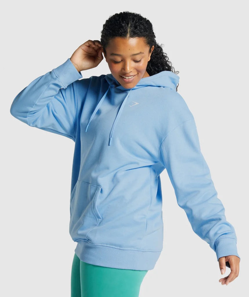 GYMSHARK TRAINING OVERSIZED HOODIE LIGHT BLUE DŽEMPERIS