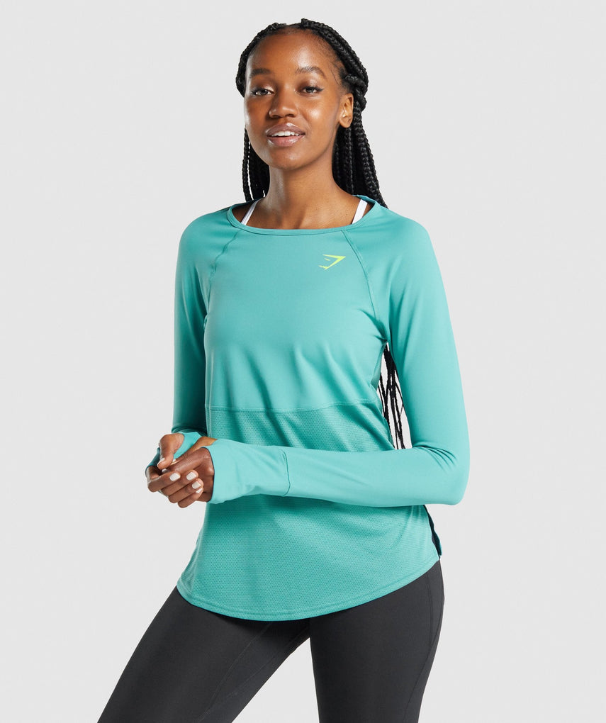 GYMSHARK PULSE LONG SLEEVE BLUE SPORTINĖ PALAIDINĖ