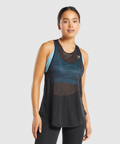 GYMSHARK PULSE LIGHTWEIGHT TANK BLACK SPORTINĖ PALAIDINĖ
