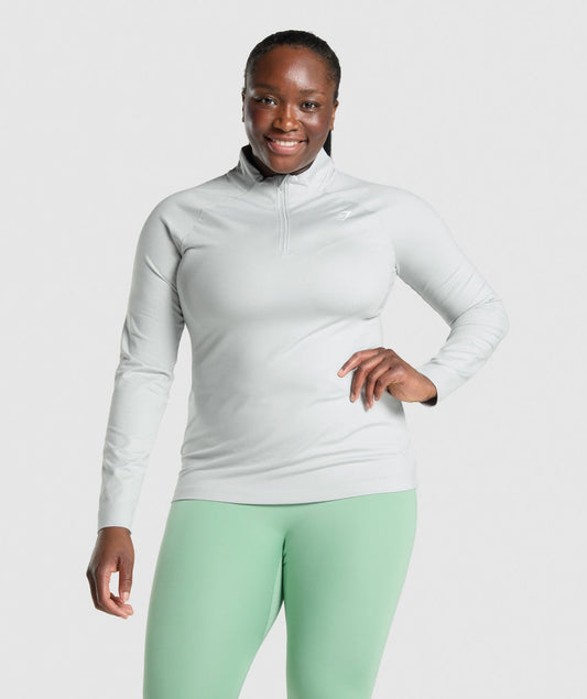 GYMSHARK TRAINING 1/4 ZIP LIGHT GREY DŽEMPERIS