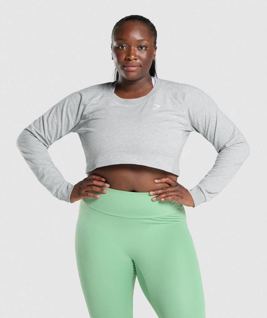 GYMSHARK TRAINING CROPPED SWEATER GREY DŽEMPERIS
