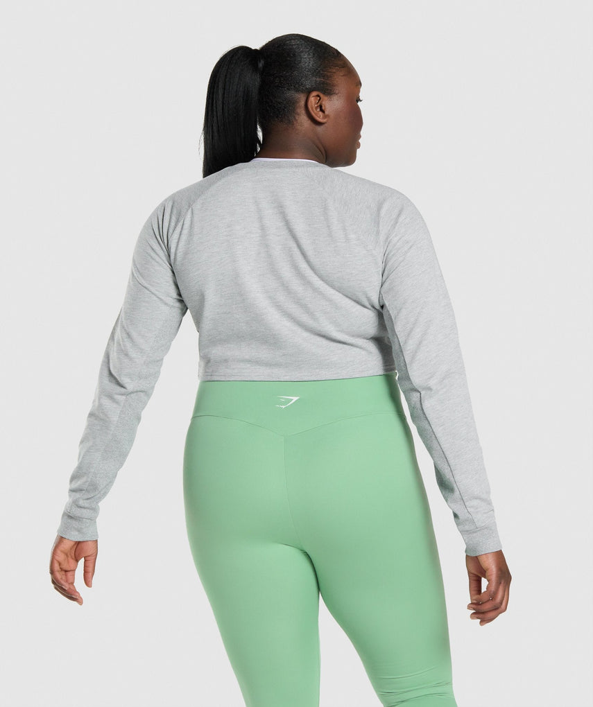 GYMSHARK TRAINING CROPPED SWEATER GREY DŽEMPERIS