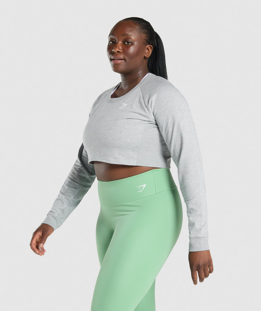 GYMSHARK TRAINING CROPPED SWEATER GREY DŽEMPERIS
