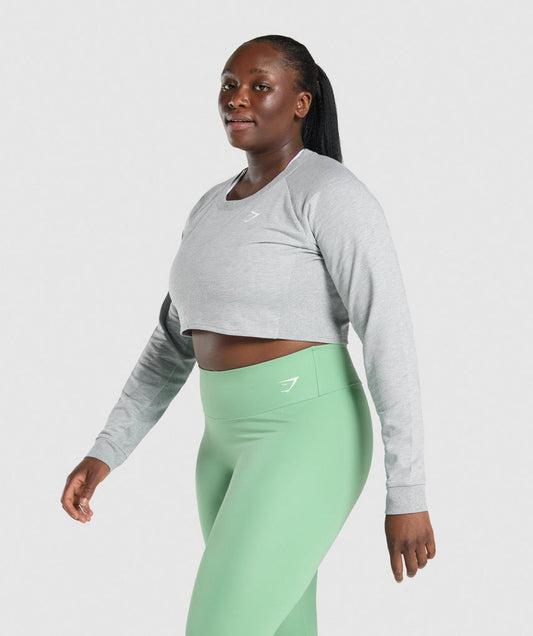 GYMSHARK TRAINING CROPPED SWEATER GREY DŽEMPERIS