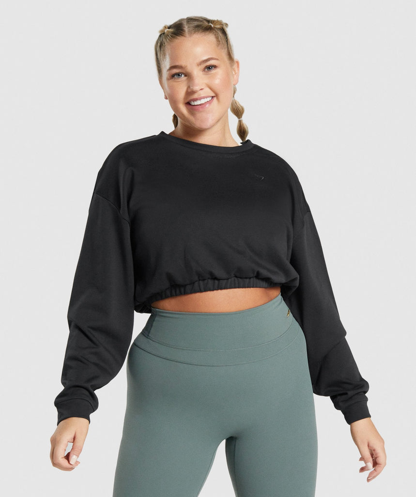 GYMSHARK WHITNEY CROPPED BLACK DŽEMPERIS
