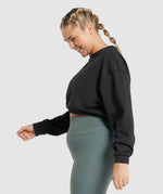 GYMSHARK WHITNEY CROPPED BLACK DŽEMPERIS