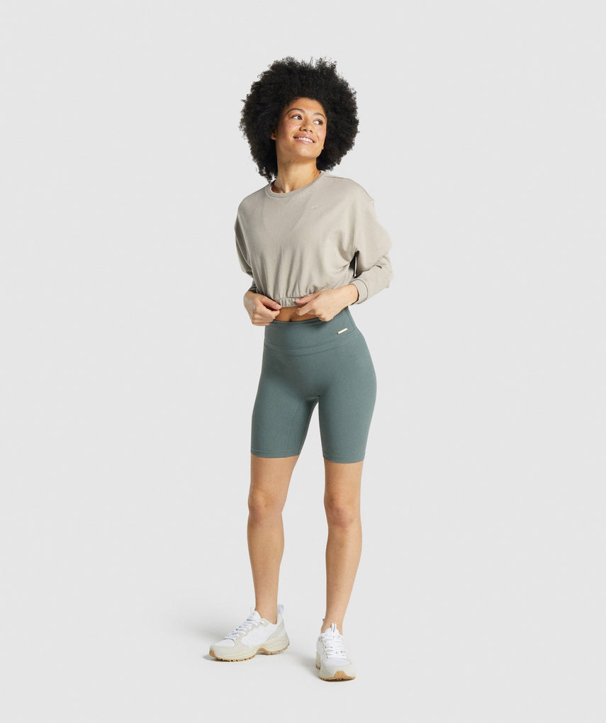 GYMSHARK WHITNEY CROPPED CREAM DŽEMPERIS