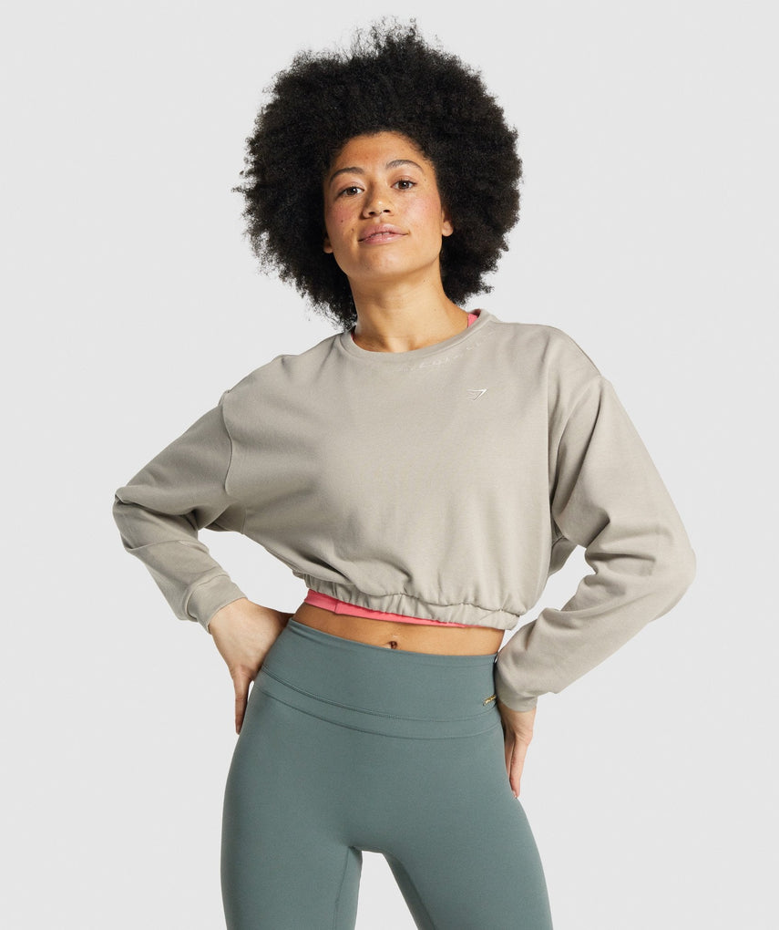 GYMSHARK WHITNEY CROPPED CREAM DŽEMPERIS