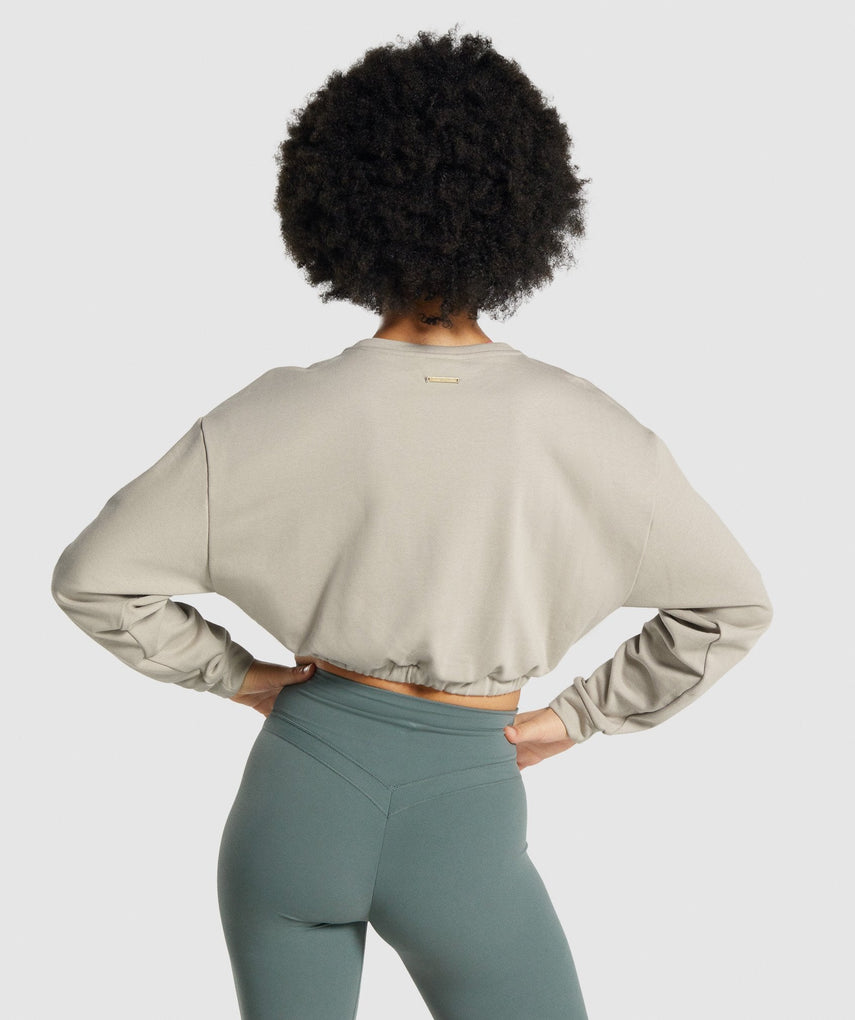 GYMSHARK WHITNEY CROPPED CREAM DŽEMPERIS