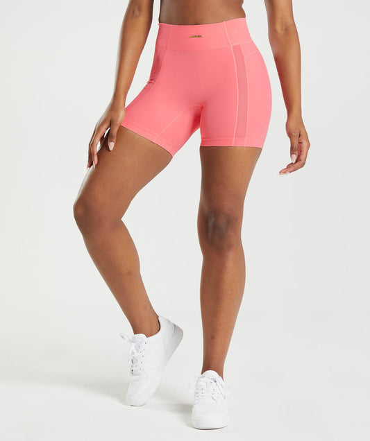 GYMSHARK WHITNEY MESH CORAL PINK ŠORTAI