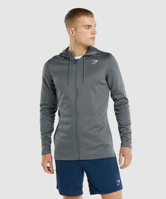GYMSHARK ARRIVAL ZIP UP HOODIE DARK GREY DŽEMPERIS