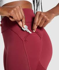 GYMSHARK PULSE MESH LEGGINGS DARK RED TAMPRĖS